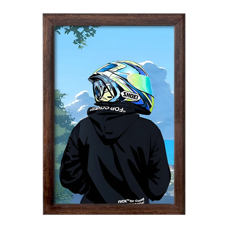 تابلو خندالو طرح پسر و کلاه کاسکت کد F3012