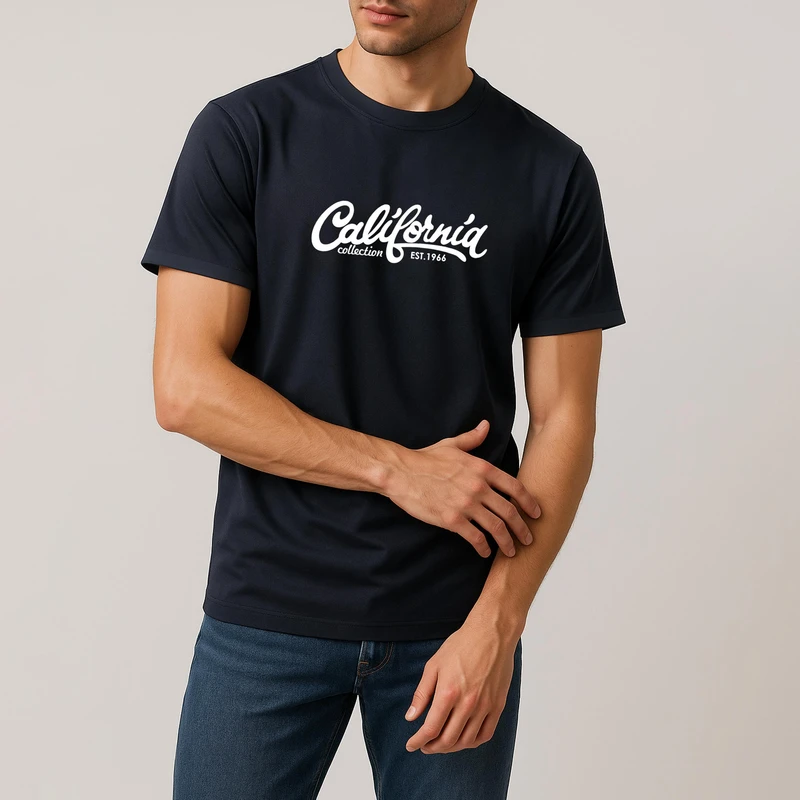 تی شرت آستین کوتاه مردانه مدل  California _N1_1023 رنگ مشکی