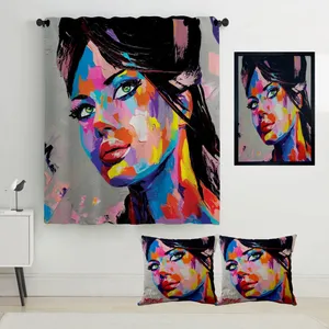 Rence S2-41026 Curtain with Tableau and Cushion