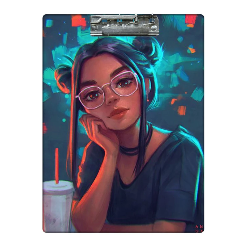 تخته شاسی طرح دختر عینکی در کافه کد  6779014 سایز A4