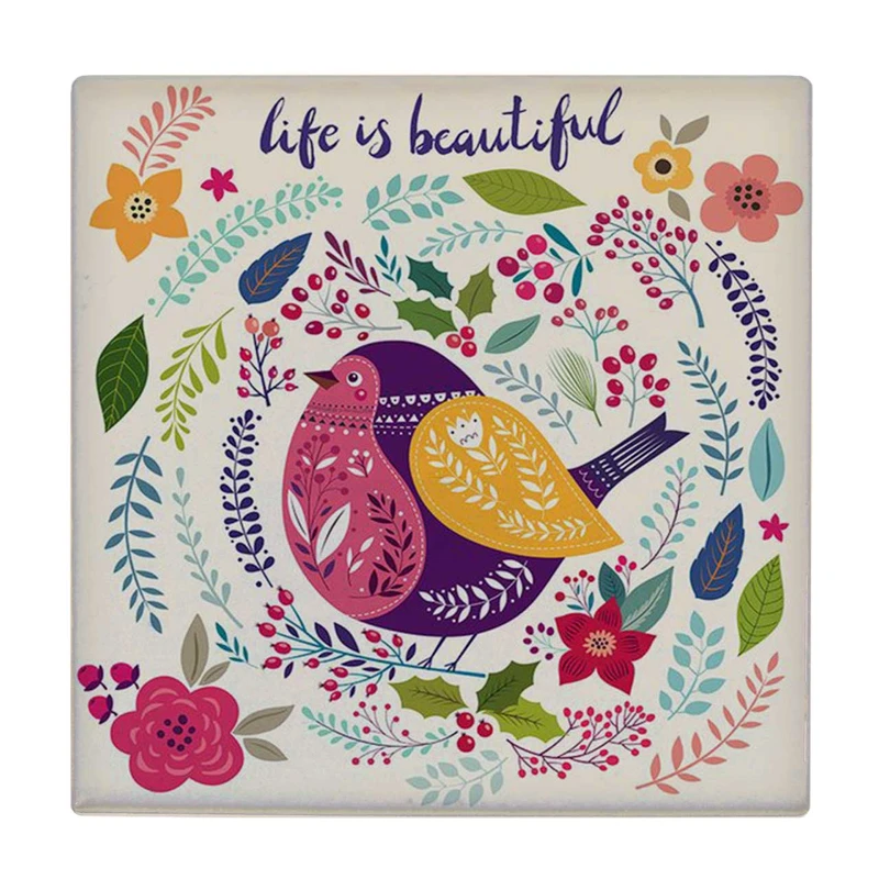  زیر لیوانی طرح پرنده و گل ها کد    3616264_1561