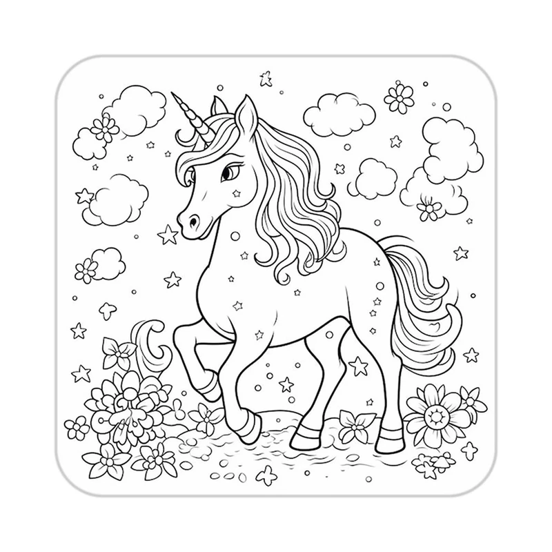 زیر لیوانی کاکتی طرح اسب تک شاخ و یونیکورن مدل mp30343