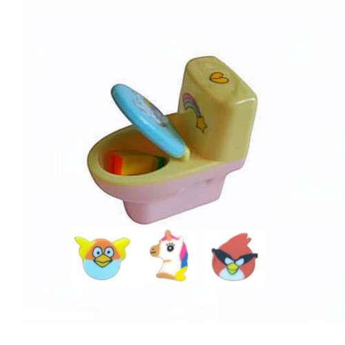 تراش مدل مخزن دار طرح توالت فرنگی به همراه پاک کن مجموعه 3 عددی