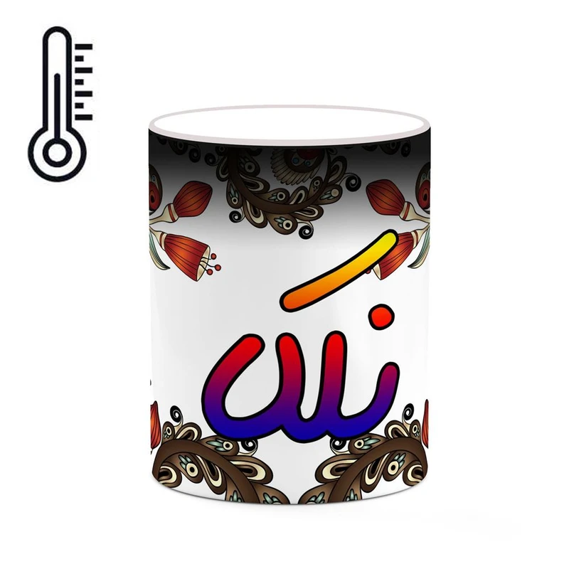 ماگ حرارتی کاکتی مدل اسم نلکا طرح سنتی گل و بته کد mgh48066