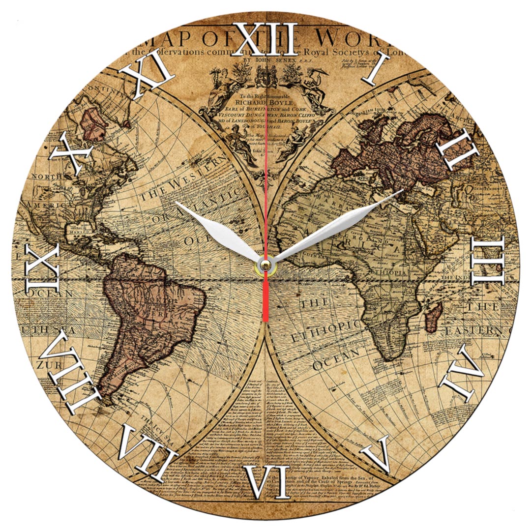 ساعت دیواری طرح نقشه قدیمی جهان کد 1330