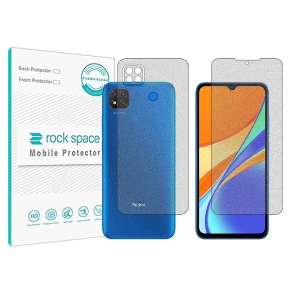 محافظ صفحه نمایش مات راک اسپیس مدل HyMTT مناسب برای گوشی موبایل شیائومی Redmi 9C  به همراه محافظ پشت گوشی