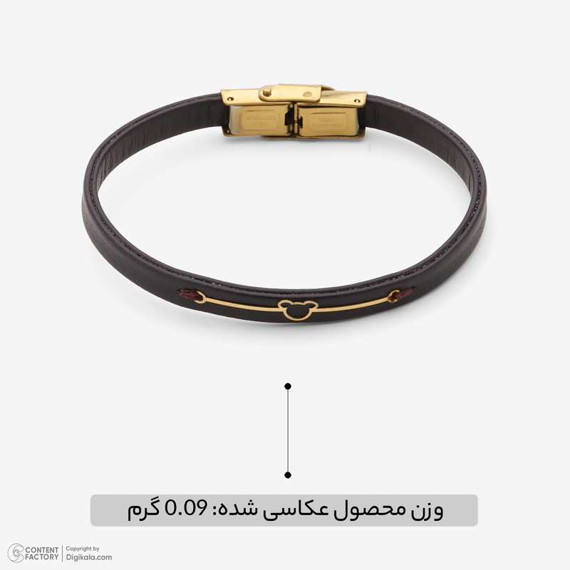 دستبند طلا 18 عیار زنانه با بند چرمی وی گالری مدل amg3520