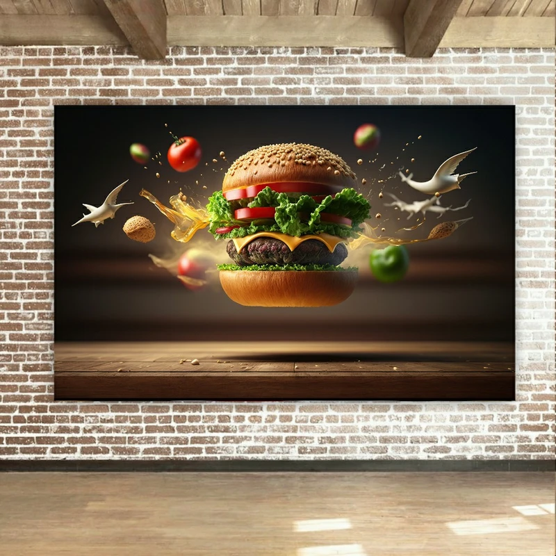 پوستر پارچه ای طرح فست فود مدل همبرگر کد SDP5719