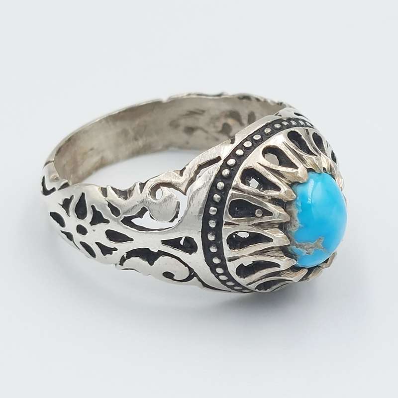انگشتر نقره مردانه مدل فیروزه کد 20616