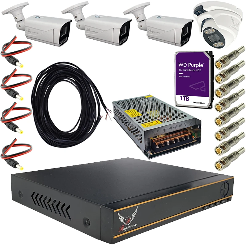 سیستم امنیتی چهار دوربین رایمون مدل 5MP-AHD-HI02