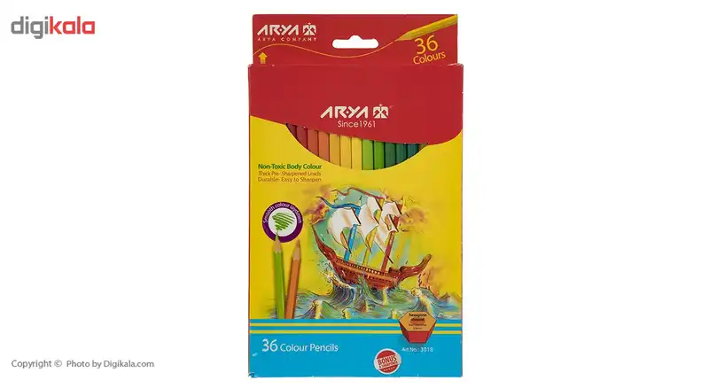 مداد رنگی 36 رنگ آریا مدل 3018