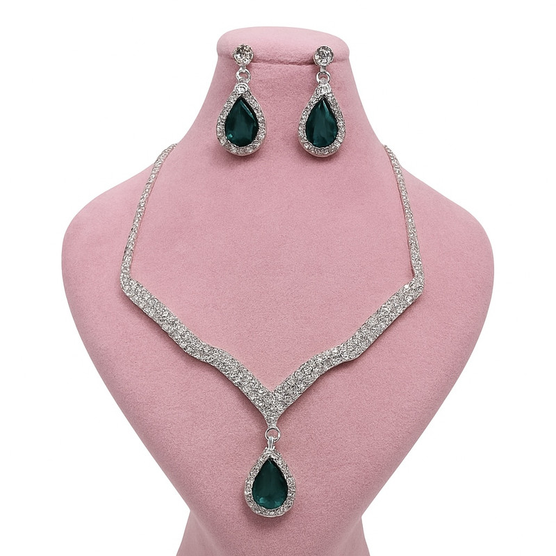 نیم ست زنانه مدل جواهری تک نگین