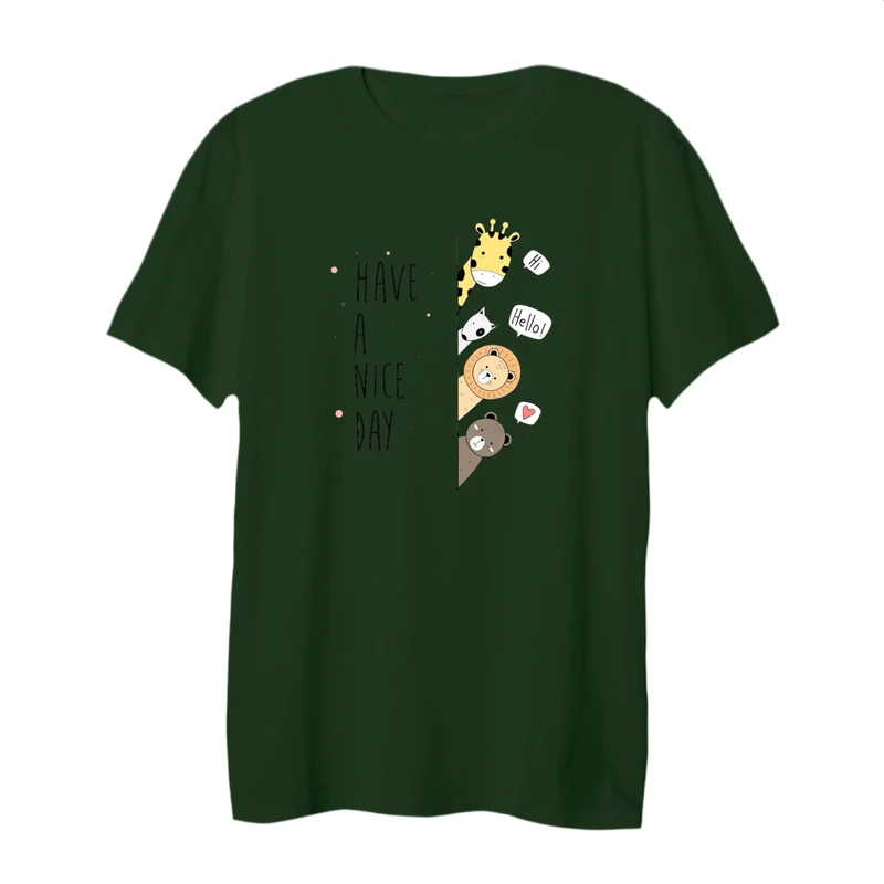 تی شرت لانگ آستین کوتاه زنانه مدل حیوانات بامزه کد 2