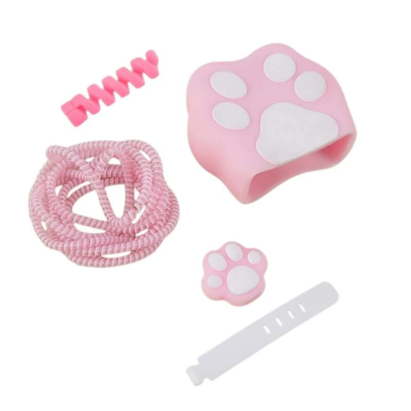 محافظ شارژر دیواری طرح پنجه مدل PAW20 به همراه محافظ کابل شارژ مناسب برای شارژر شیائومی 33 وات دو پین بسته 5 عددی 