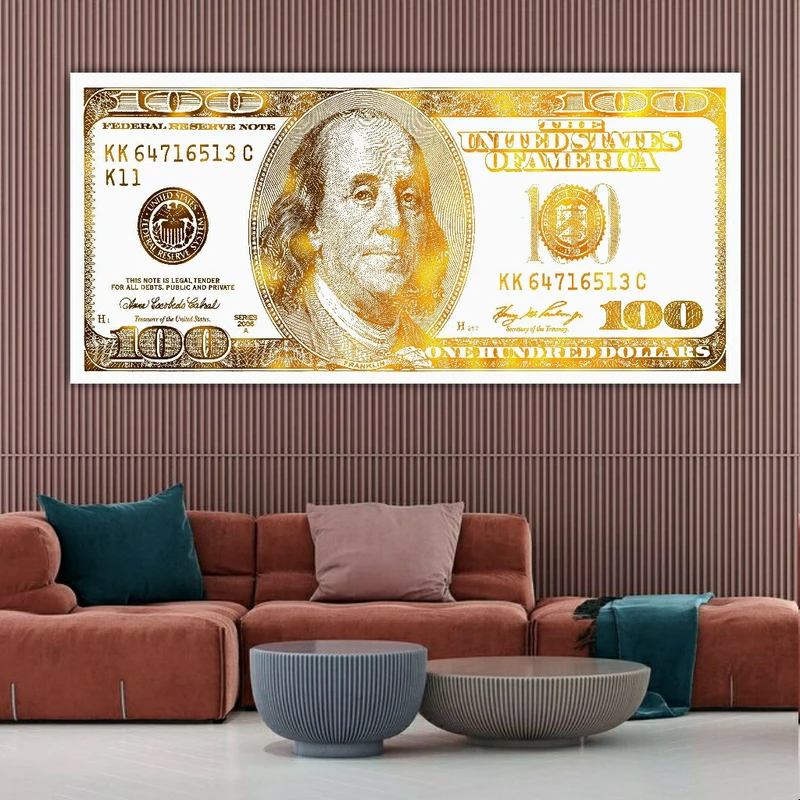 پوستر پارچه ای مدل ارز دلار طلایی مدل SDM109