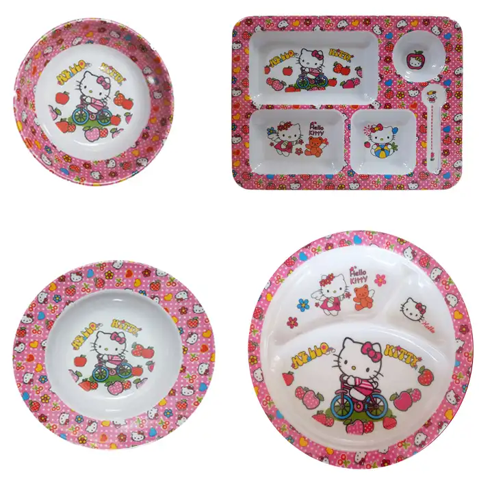 سرویس غذا خوری 4 پارچه کودک طرح کیتی کد Rbay4