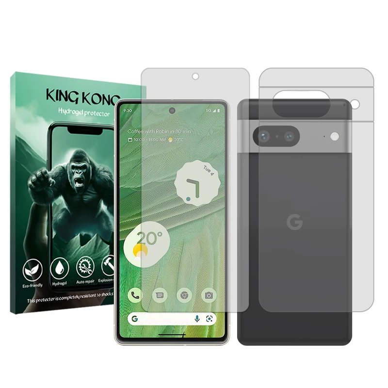 محافظ صفحه نمایش شفاف کینگ کونگ مدل Tough مناسب برای گوشی موبایل گوگل Pixel 7  به همراه محافظ پشت گوشی