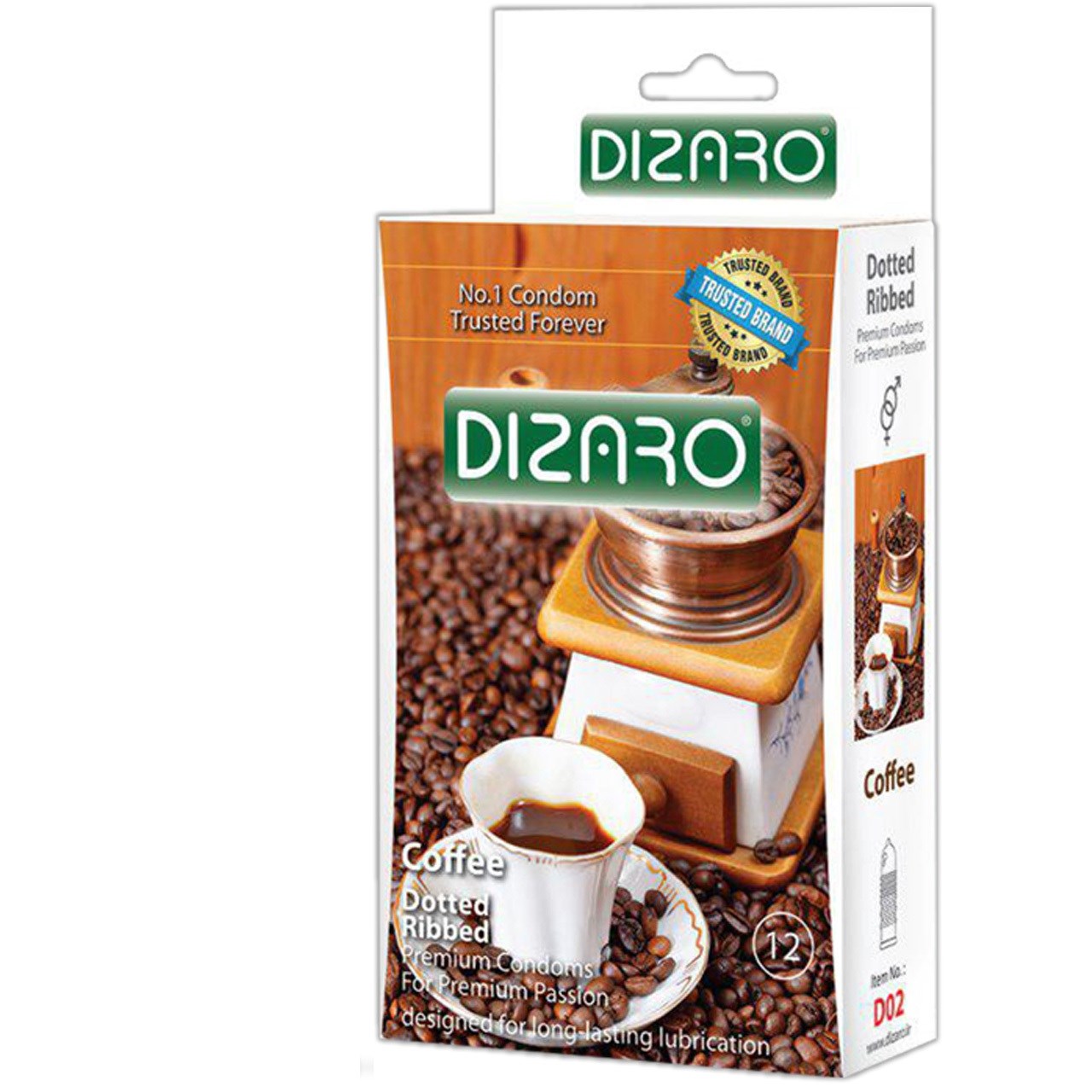 کاندوم دیزارو مدل DOTTED RIBBED COFFEE کد D02 بسته 12 عددی