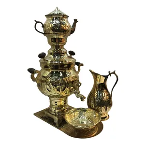 سرویس سماور زغالی 5 پارچه کد sg03 ظرفیت 3 لیتر