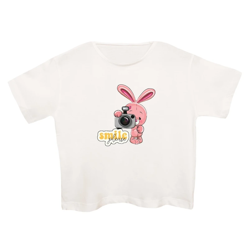 کراپ‌تی شرت آستین کوتاه زنانه مدل خرگوش کد 17