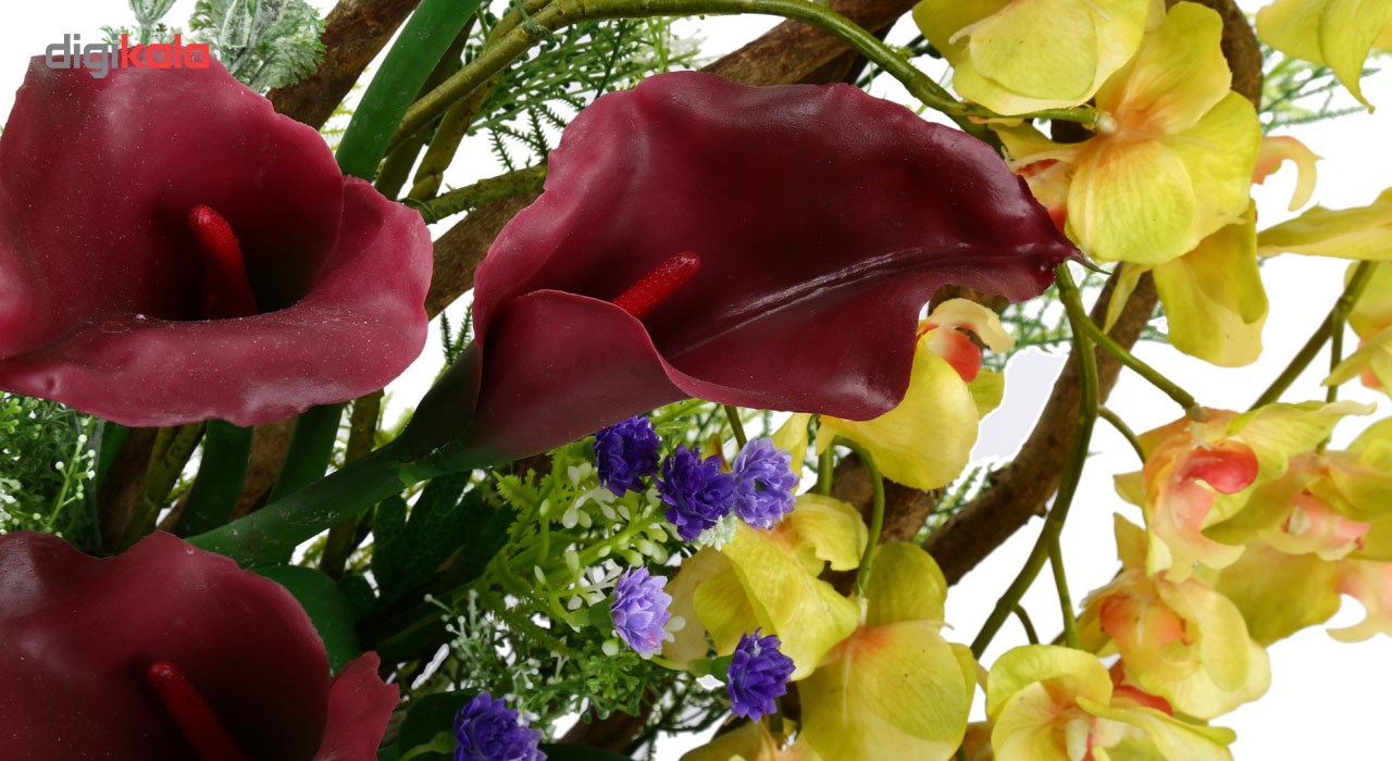 گلدان به همراه گل مصنوعی هومز طرح ارکیده - شیپوری مدل 30781