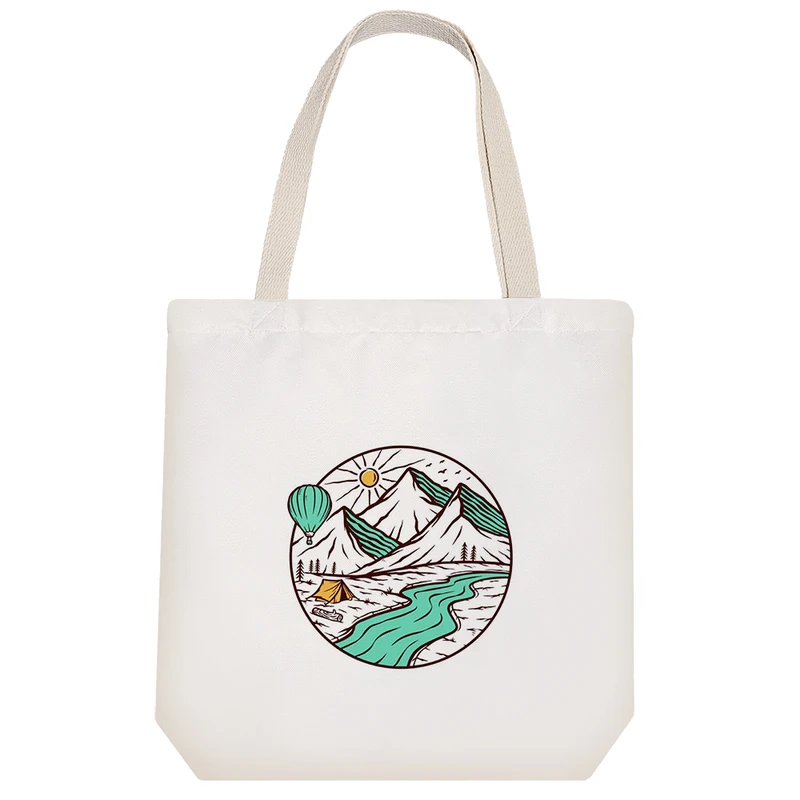 ساک خرید مدل پارچه ای خندالو طرح کوهستان کد 6175