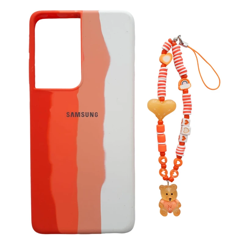 کاور طرح آبرنگ کد A10544 مناسب برای گوشی موبایل سامسونگ Galaxy S21 Ultra به همراه بند آویز 