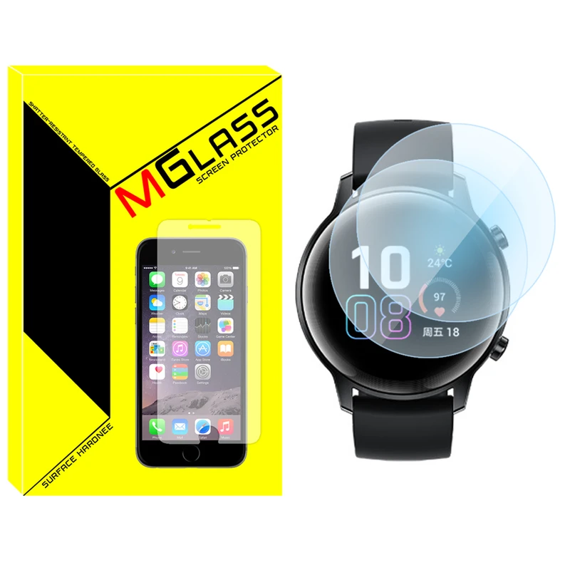 محافظ صفحه نمایش شیشه‌ای ام گلس مدل SH-MG مناسب برای ساعت هوشمند آنر Magic 2 42mm بسته دو عددی