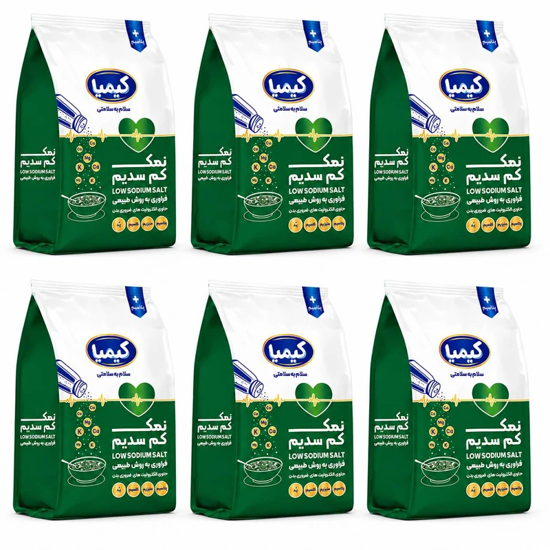 نمک کم سدیم خوراکی حاوی پتاسیم و منیزیم - 500 گرم مجموعه 6 عددی