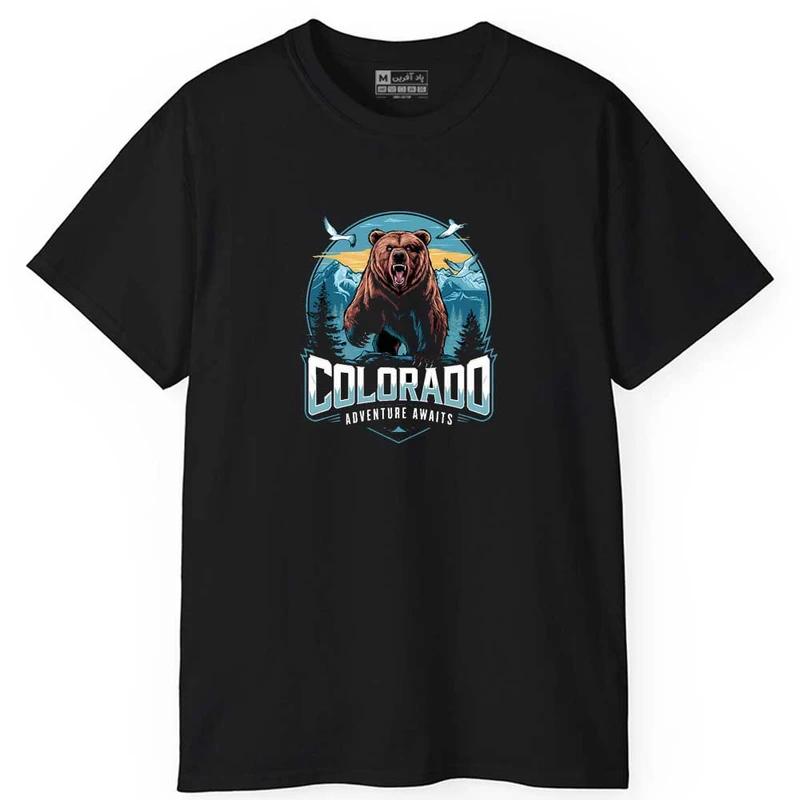 تی شرت آستین کوتاه مردانه پاد آفرین مدل اسپرت طرح خرس کد 0900