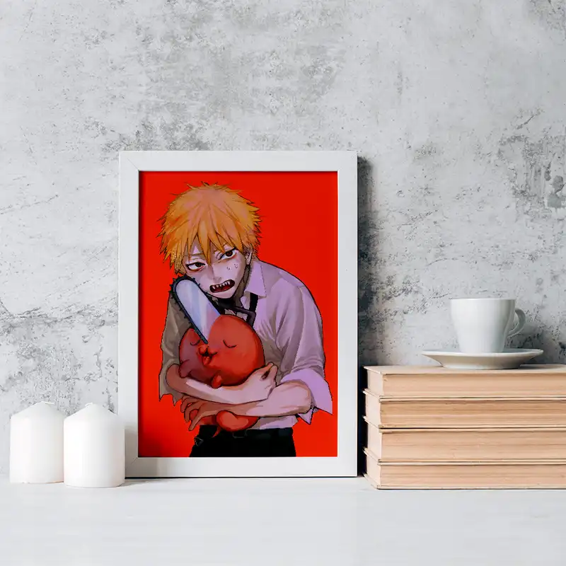 تابلو خندالو مدل دنجی و پوچیتا انیمه مرد اره ای کد 17838