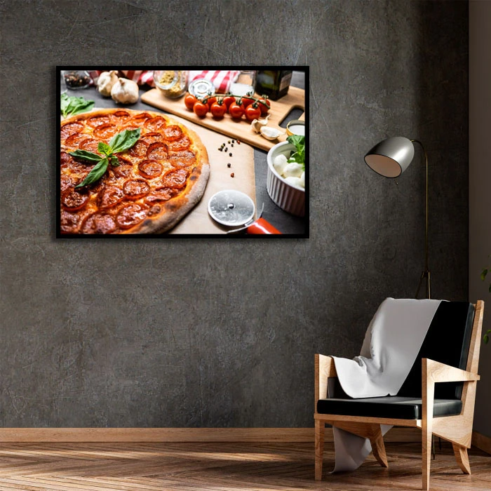 تابلو بکلیت طرح پیتزا مدل B-D2418 فریم مشکی