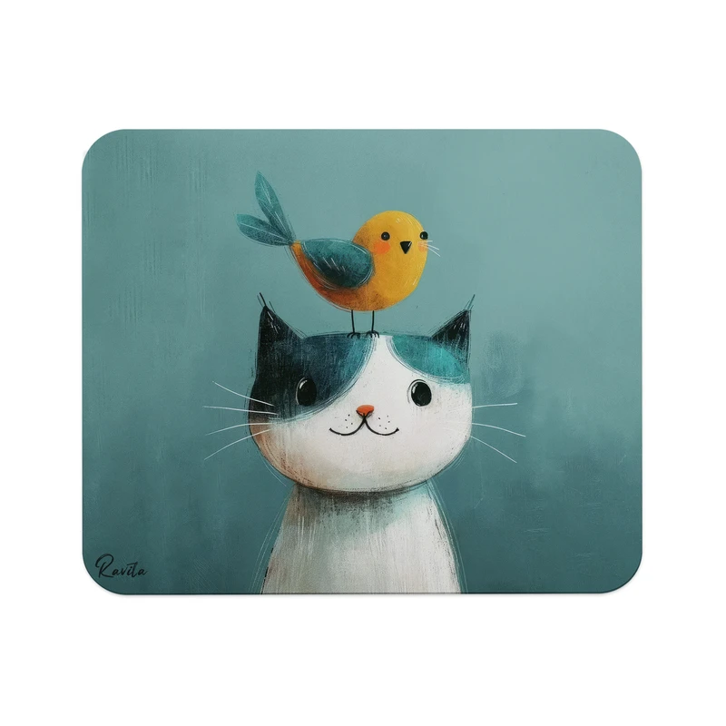 ماوس پد راویتا مدل نقاشی گربه کد 3620 سایز 24*19 سانتی متر