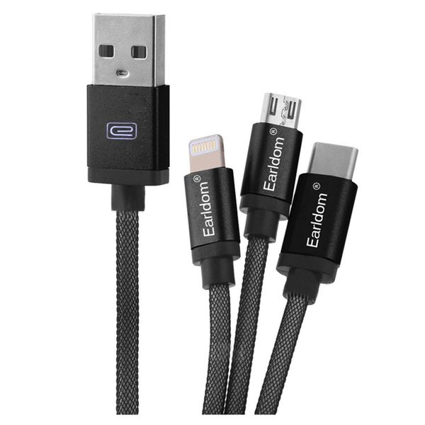 کابل تبدیل USB به microUSB/USB-C/لایتنینگ ارلدام مدل ET-885 طول 1 متر کابل تبدیل USB به microUSB/USB-C/لایتنینگ ارلدام مدل ET-885 طول 1 متر