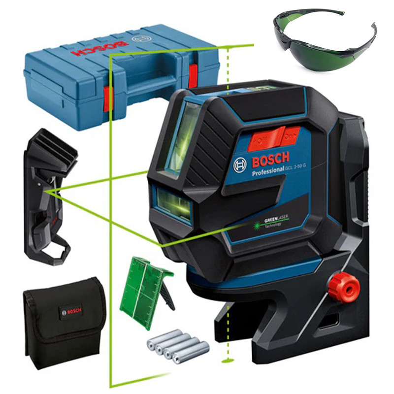 تراز لیزری بوش مدل GCL 2-50 G Green Lines + Point Laser