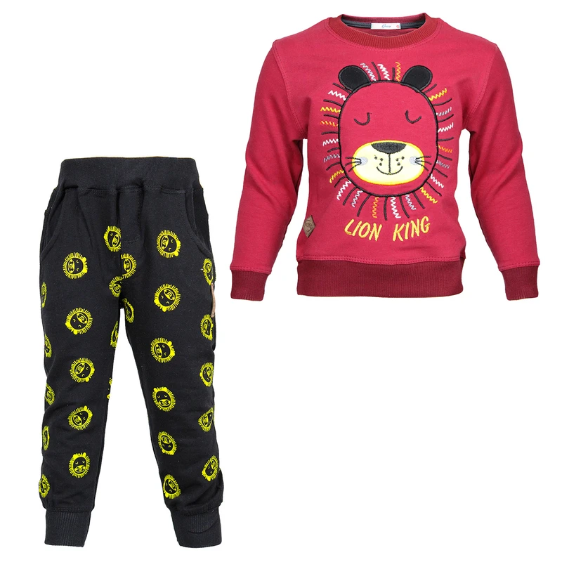 ست سویشرت و شلوار پسرانه طرح شیر کد 07