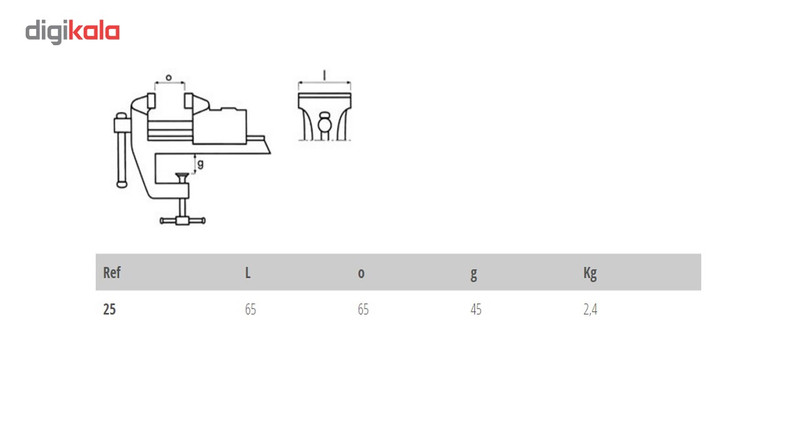 گیره رومیزی دولکس مدل 25 - 65 میلی متری