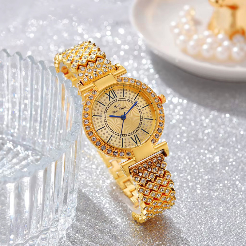 ساعت مچی عقربه‌ای زنانه مدل فول نگین الماس کد GHAB-RZ1