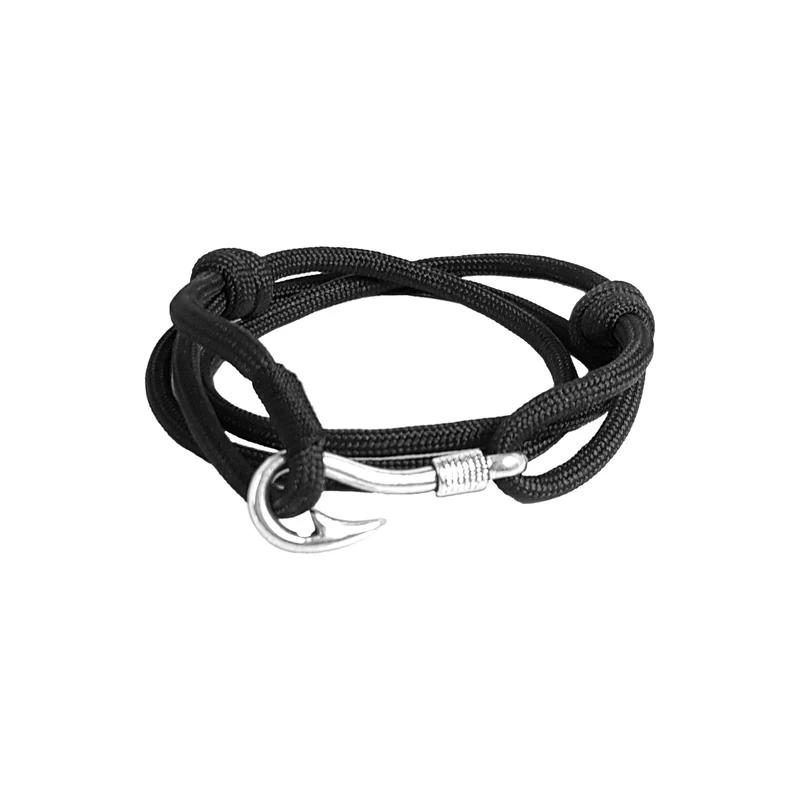 دستبند دست ساز مردانه مدل پاراکورد طرح قلاب ماهیگیری