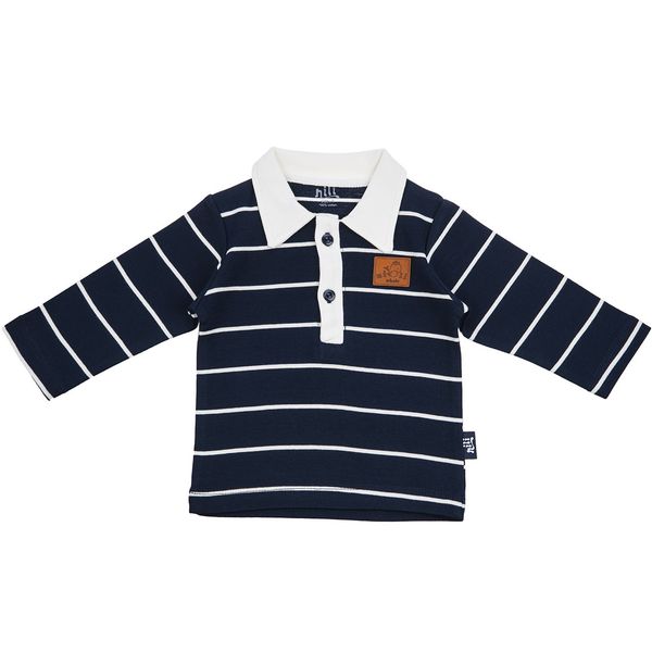 تی شرت آستین بلند نوزادی نیلی مدل Navy Blue Stripes تی شرت آستین بلند نوزادی نیلی مدل Navy Blue Stripes
