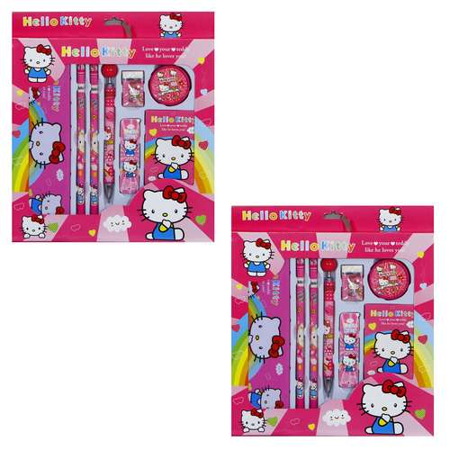 ست 8 تکه لوازم التحریر مدل Hello Kitty بسته 2 عددی