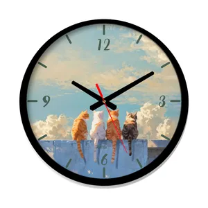 ساعت رومیزی عقربه‌ای راویتا مدل گربه ها رو دیوار کد 3678