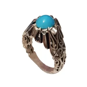 انگشتر نقره مردانه مدل دستساز فیروزه نیشابور سلطنتی