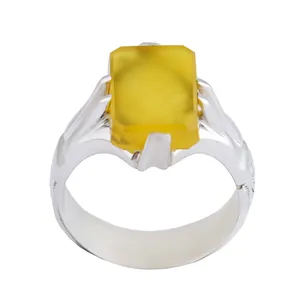 انگشتر نقره مردانه بازرگانی میلادی مدل عقیق زرد شرف الشمس کد AM_2647