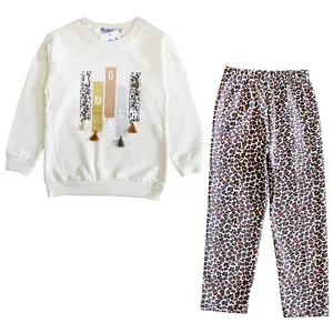 ست سویشرت و شلوار دخترانه مدل پلنگی کد 445