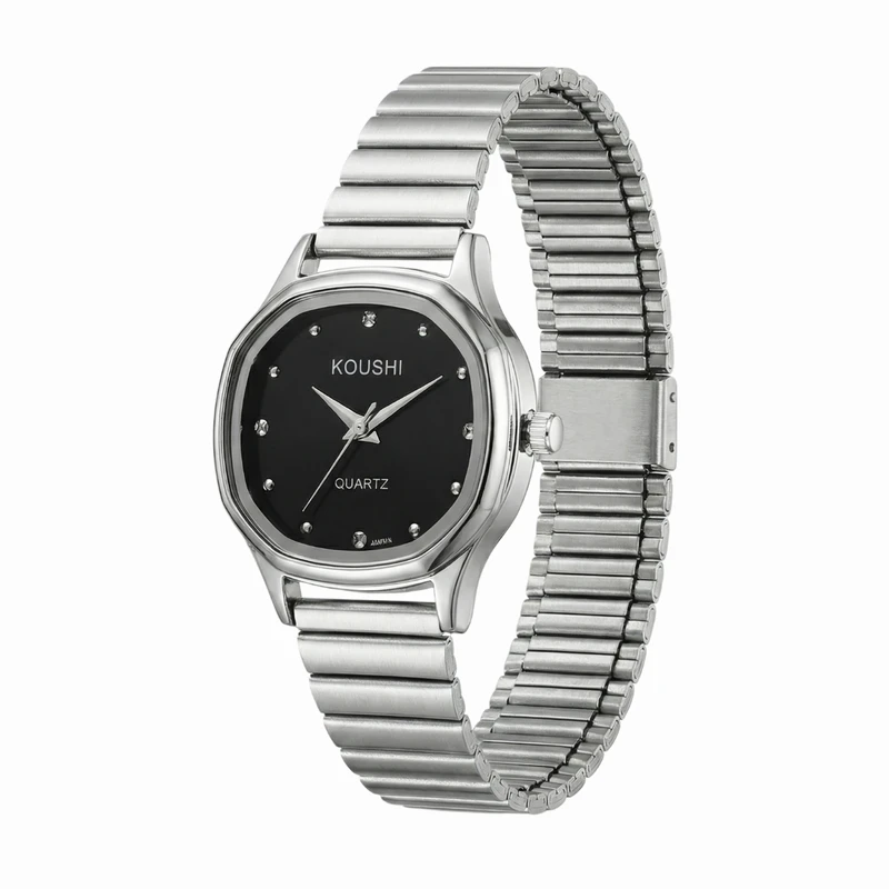 ساعت مچی عقربه‌ای کوارتز زنانه کوشی  مدل لوکس اسپرت بند استیل طرح کرکره ای کد K009