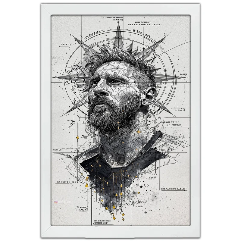 تابلو بکلیت طرح لیونل مسی مدل W-po1665 فریم سفید