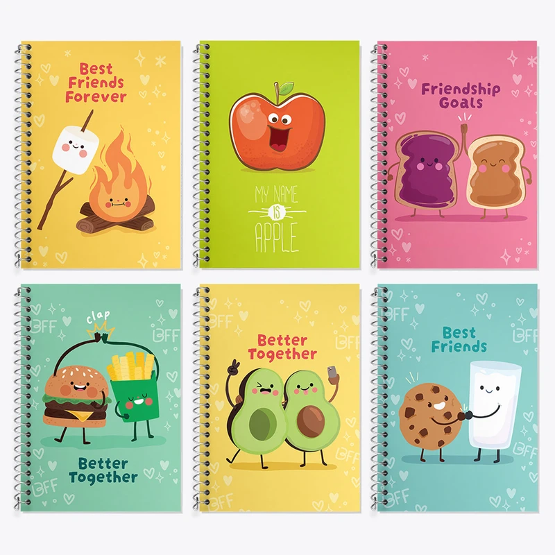 دفتر زبان 50 برگ خندالو مدل دو خط طرح Best Friends کد 198 مجموعه 6 عددی