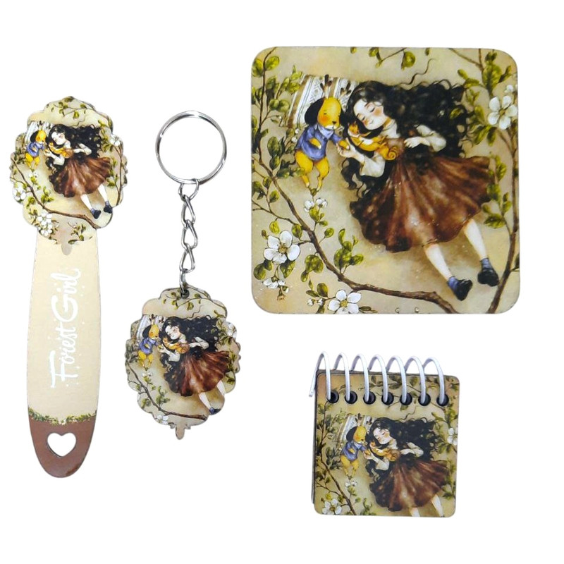 بسته لوازم تحریر مدل دختر جنگل و سگ کد mn 04