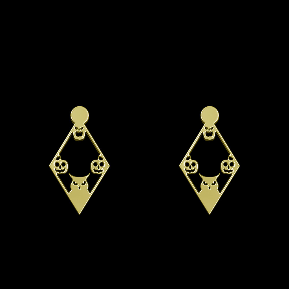 گوشواره طلا 18 عیار زنانه مدوپد مدل هالووین کد GA1-10090